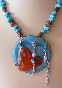 Blue Turq Heart - Necklace
