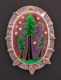 4. Julie Glassman Jewelry Cloisonne Enamel Ancient Forest Pin and Pendant