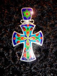Orthodox cross with a flower ornament №2