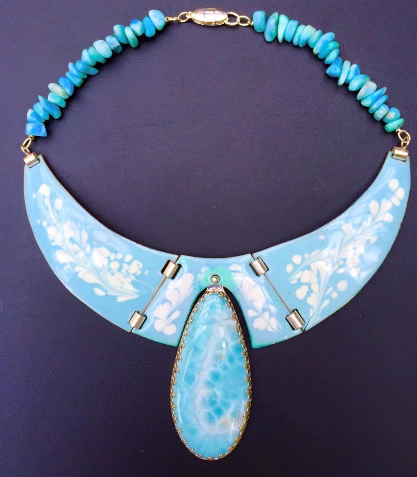 Larimar and enameled collar.