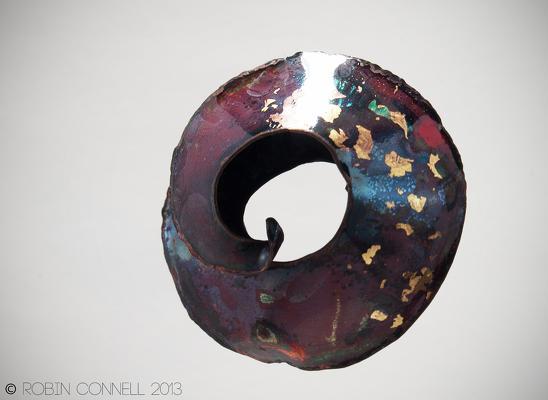 Raku fold formed bead, 2013.