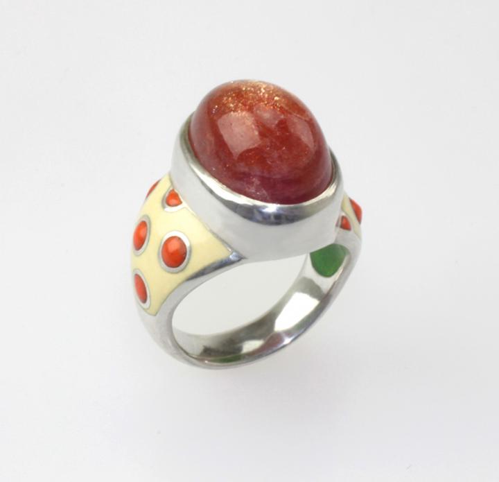 Polka-Dot Cocktail Ring, Sunstone.