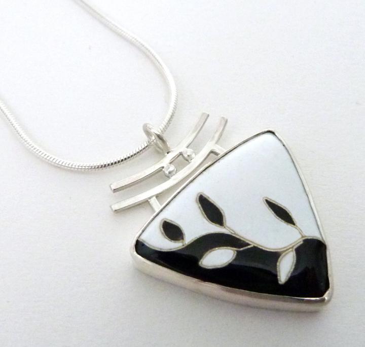 Black and White Cloisonne Pendant