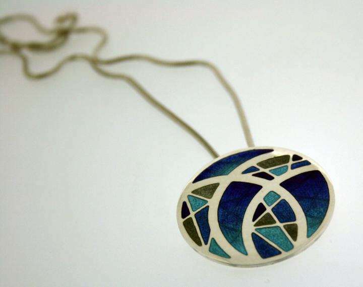 Blues Enamel Silver necklace