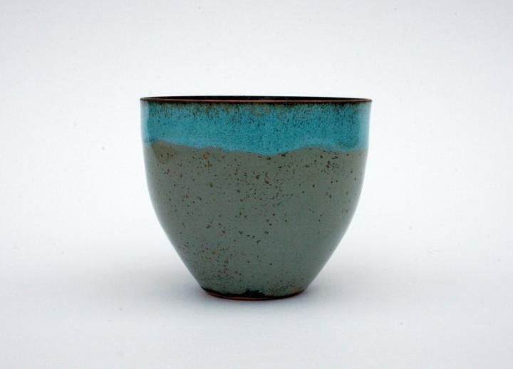 dove grey and pale turquoise cup