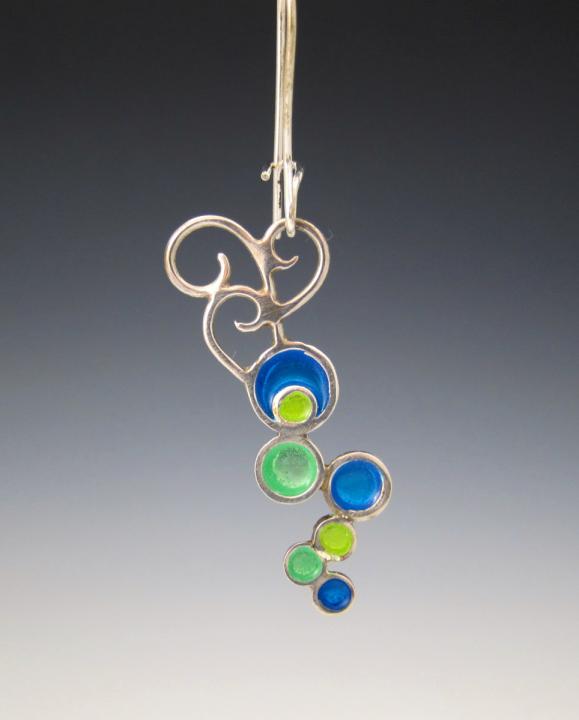 Plique a jour - Blue and green necklace