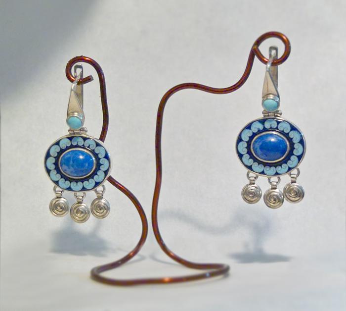 earings with turquois and lapis lazuli