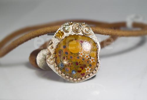 necklace with citrine and hrizolit