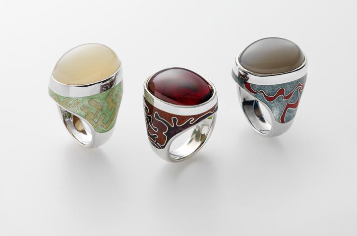 Cloisonné Cardinal rings