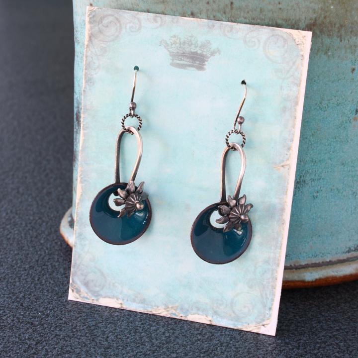 blue enamel earrings