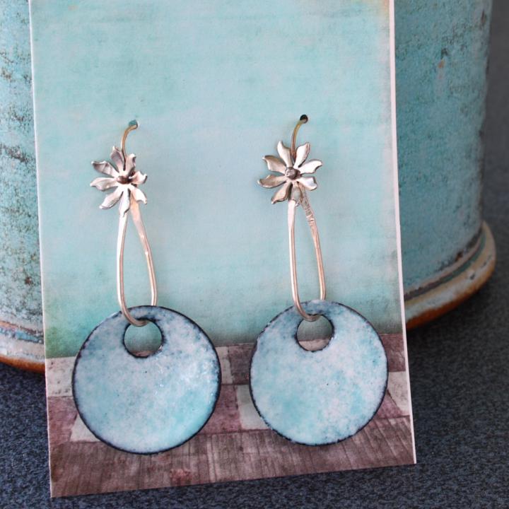 blue enamel earrings