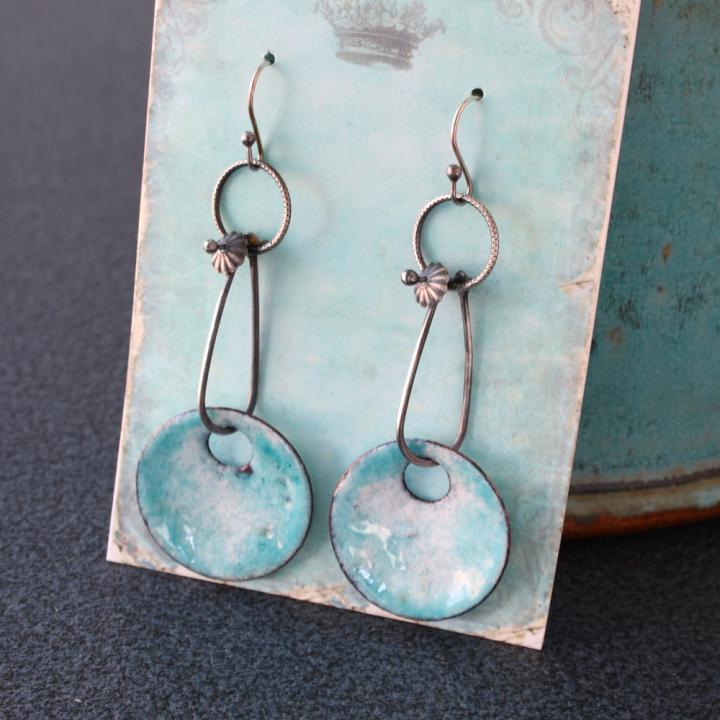 blue enamel earrings