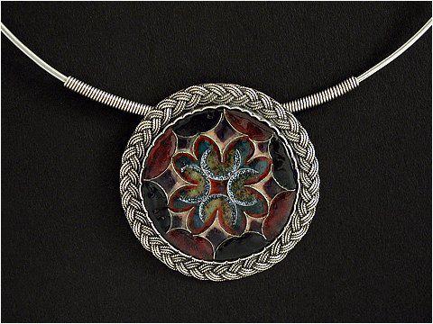 necklace with silver and enamel