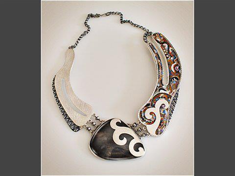 necklace enamel with silver and stones