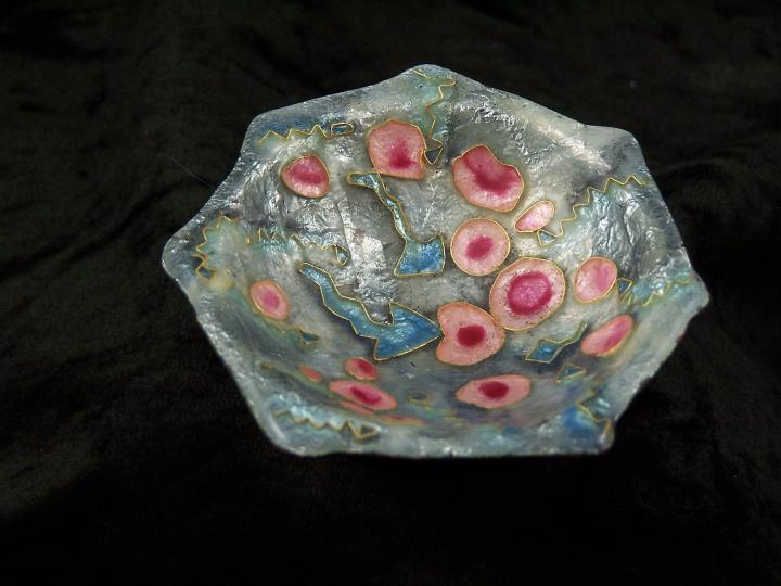 Cloisonne enamel dish - top view