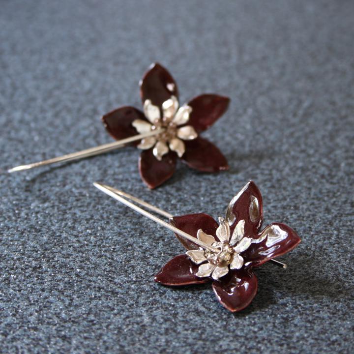 enameled flowers in plum