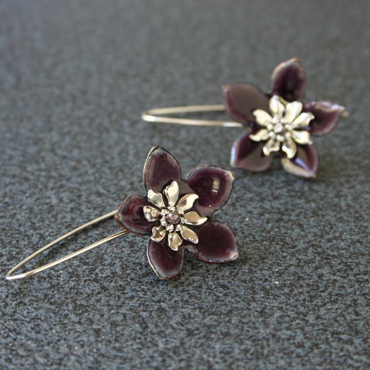 enameled flowers in amethyst