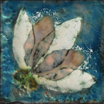 Lotus 10 x 10 cm Glass.Enamel on Copper