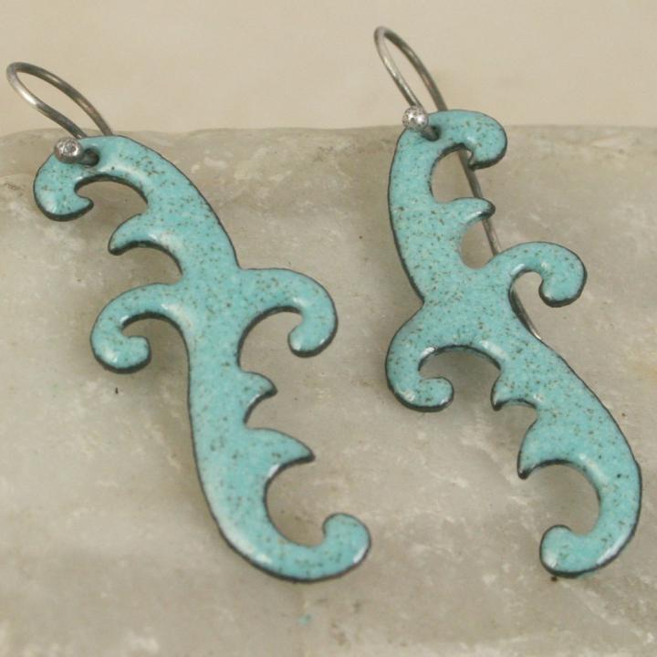 Robin Egg Blue Scroll Earrings