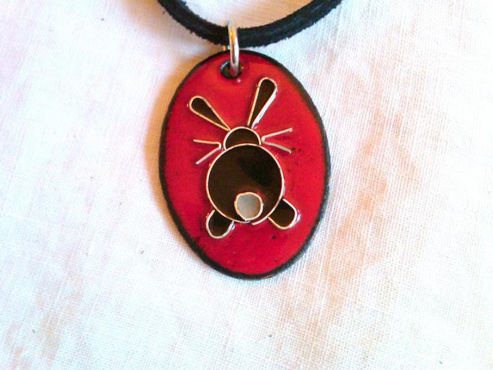 Bunny Butt Pendant- Red- Cloisonne