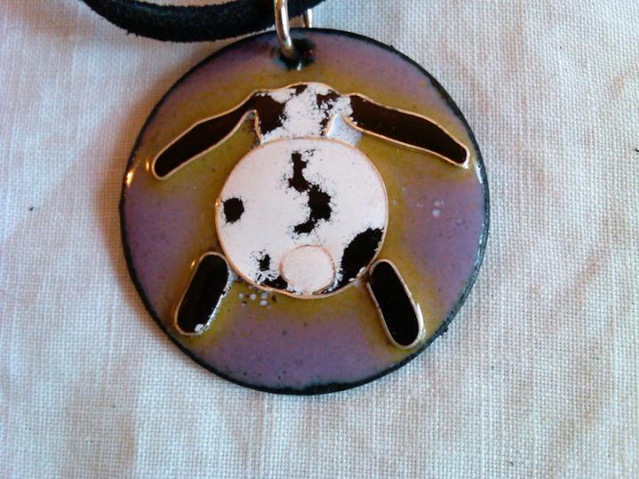 Bunny Butt pendant- Lop Bunny-Cloisonne