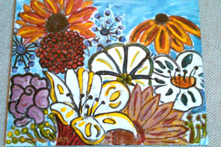 Acrylic Enamel Painting- summer garden