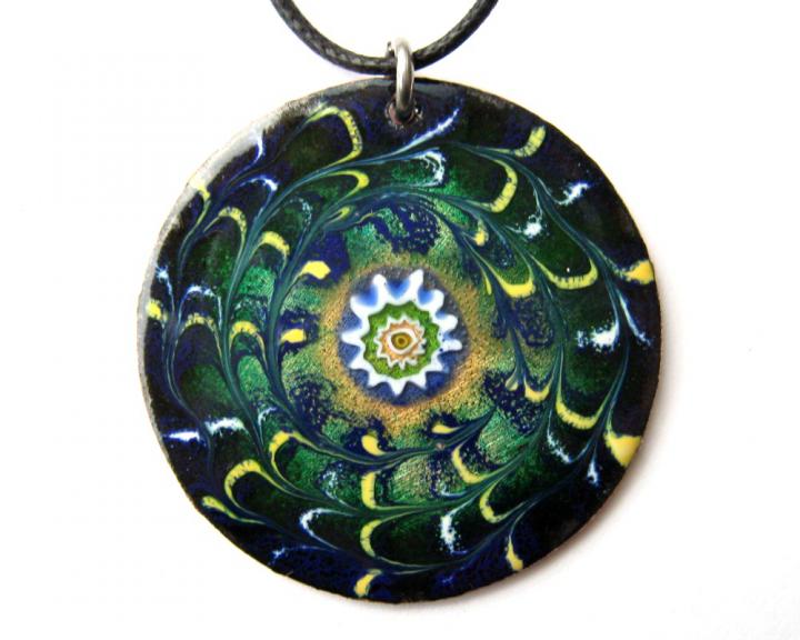 Dark green mandala pendant