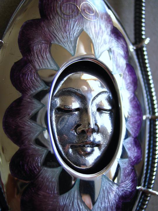 Silver Enamel Face Pendant