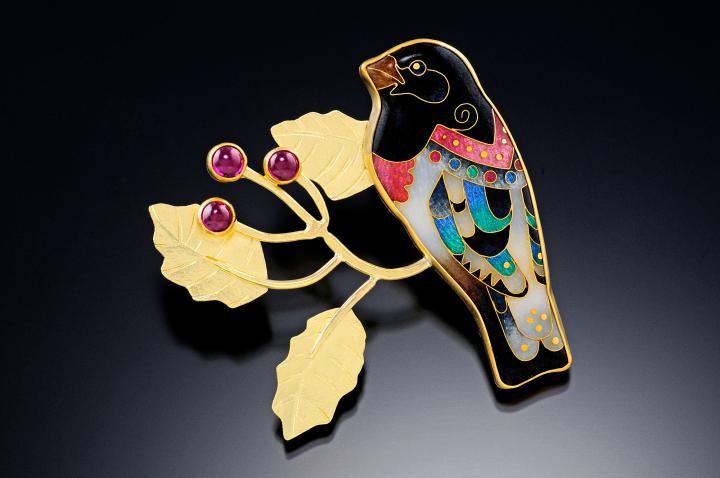 Rose-breasted Grosbeak Brooch II