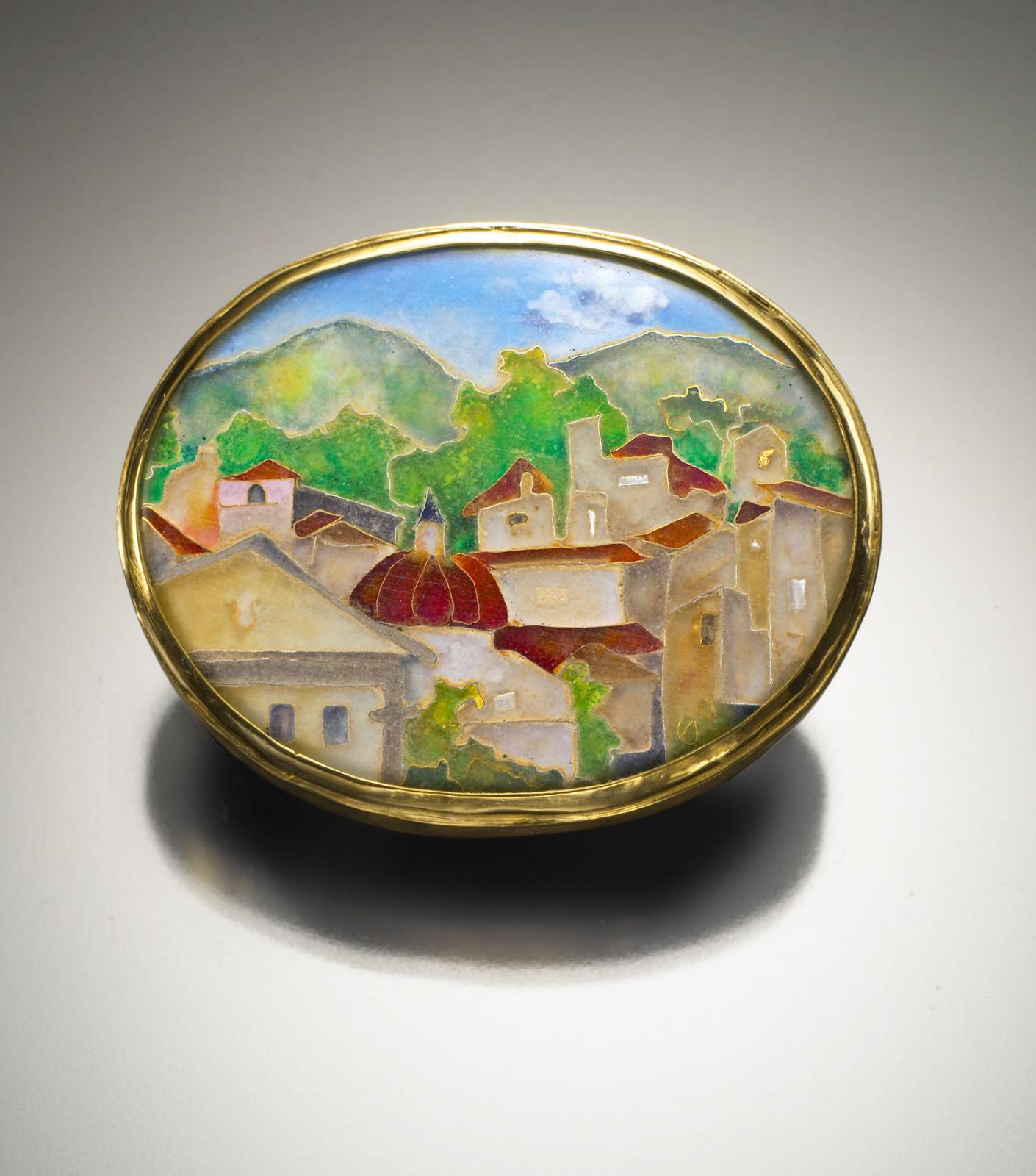 Lucca. Cloisonné enamel pendant/brooch. 