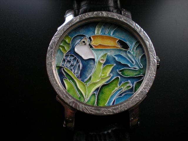 Tukan enamel dial watch