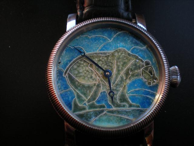 Tarcza z emalii LK.  Enamel cloisonne dial watch LK